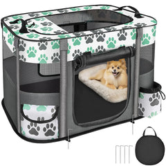 Lukovee Dog Playpen Portable Large Cat Pet Playpens for Indoor Outdoor Foldable Pet Crates Kennel House with Carrying Case Breathable Visible Exercise Tent Cage for Puppy Cat & Small AnimalsM